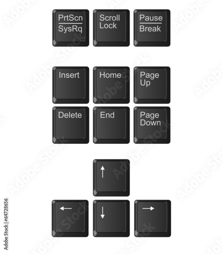 Computer keyboard cursor arrow and special function keys (JPEG)