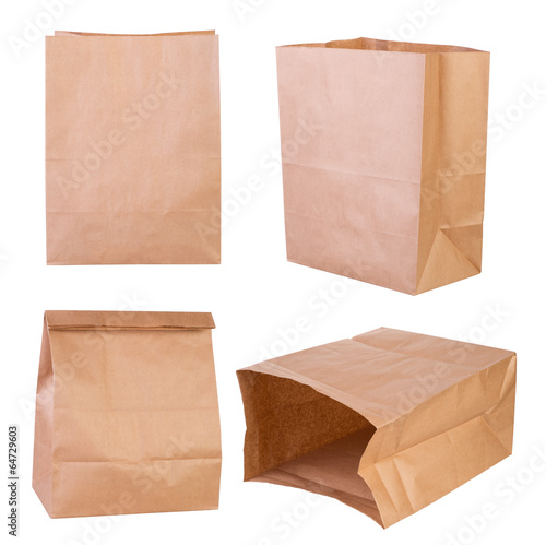 Canvas-taulu Brown paper bags isolated on white background