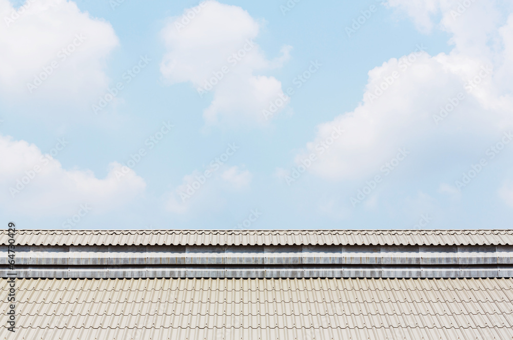 Metal sheets roof and blue sky