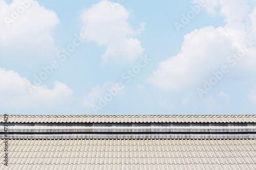 Metal sheets roof and blue sky