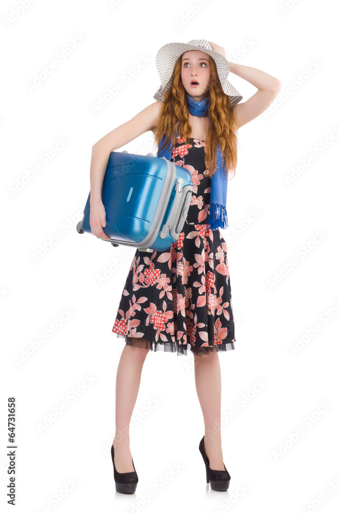 Woman ready for summer holiday isolated on white Woman ready for summer holiday isolated on white