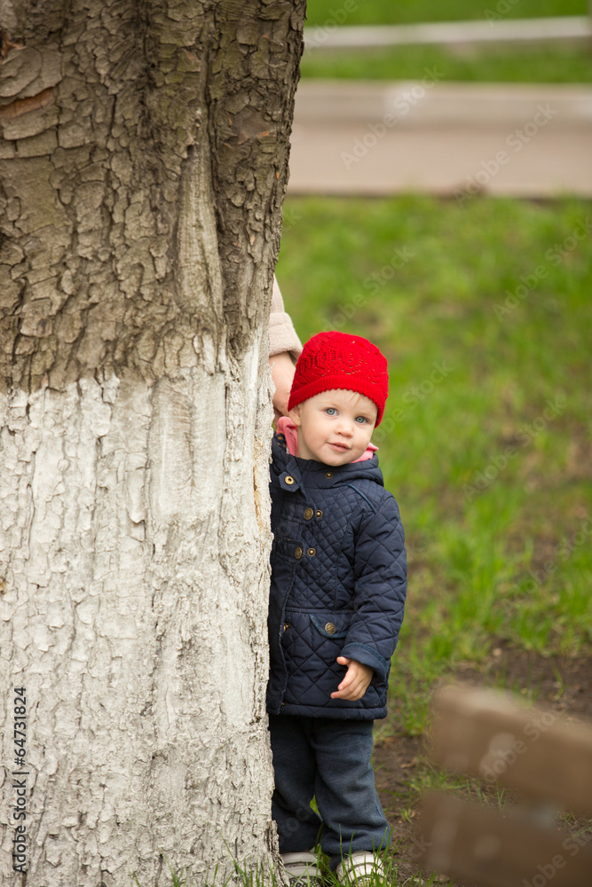 happy child walking in the park happy child walking in the park