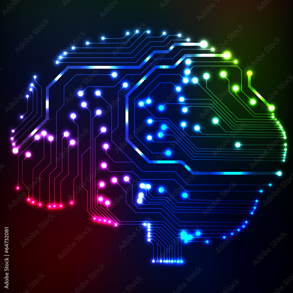 Obraz premium Circuit board computer style brain vector technology background