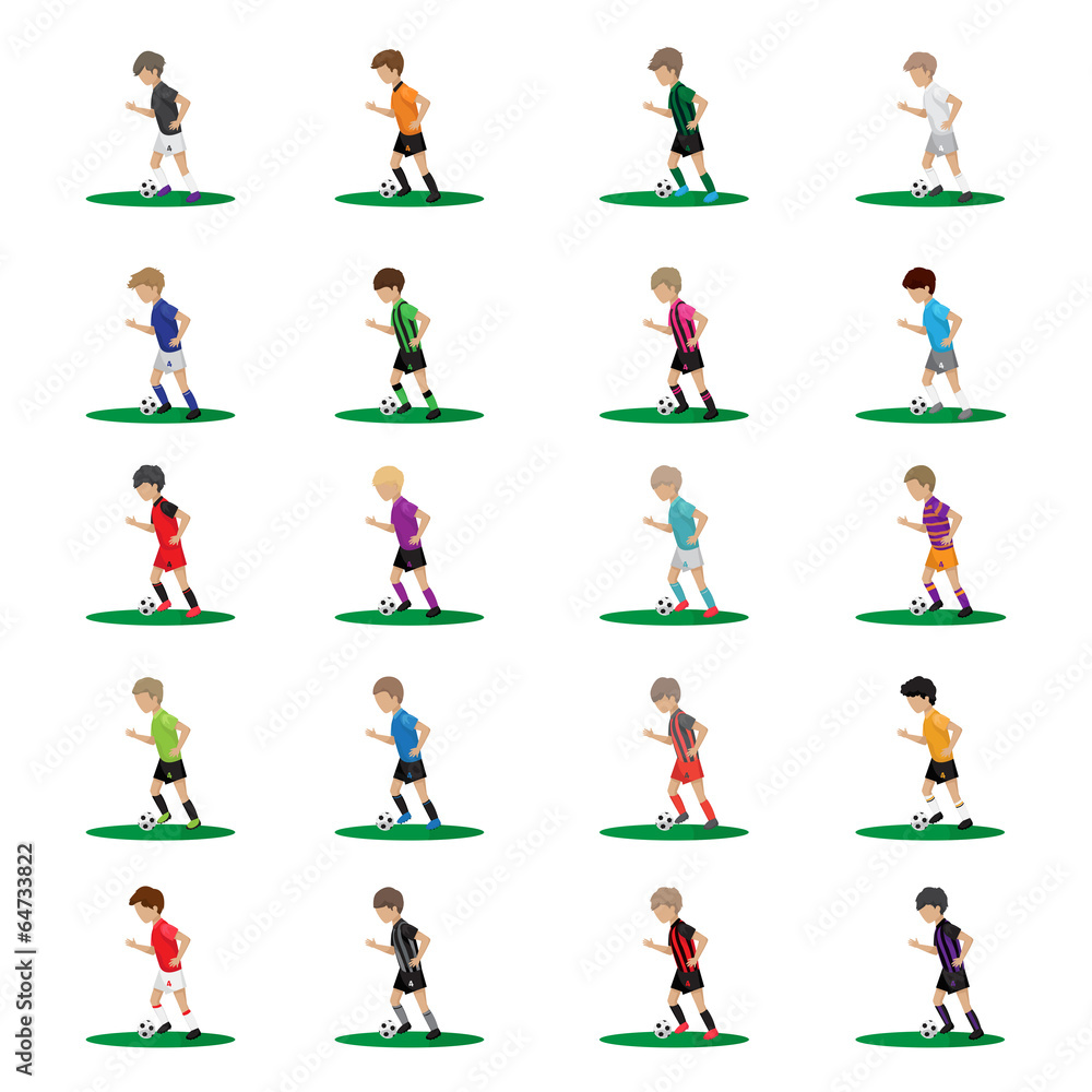 Fototapeta premium Soccer Players Different Colors