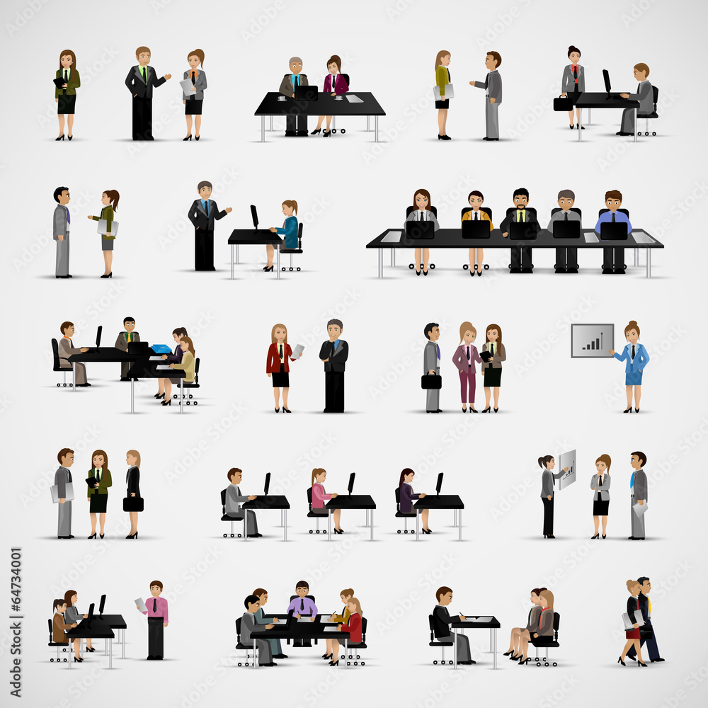 Business People - Isolated On Gray Background