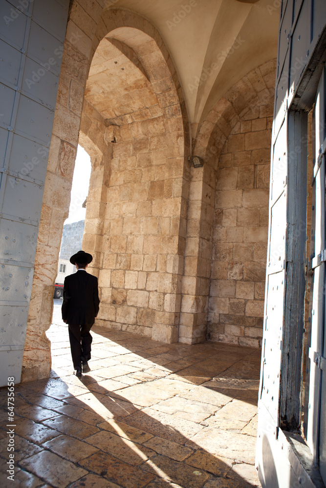 Man Walking Through Jaffa Gate - Jerusalem, Israel