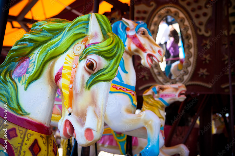 Horses on a carousel