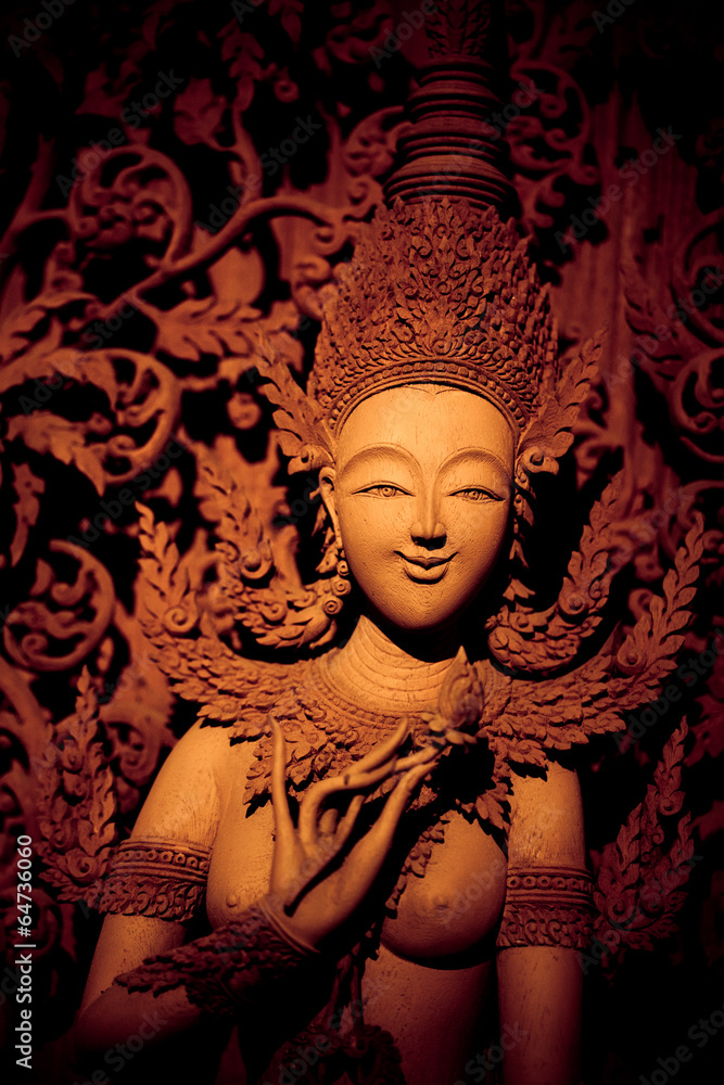 Wood Carved Buddha