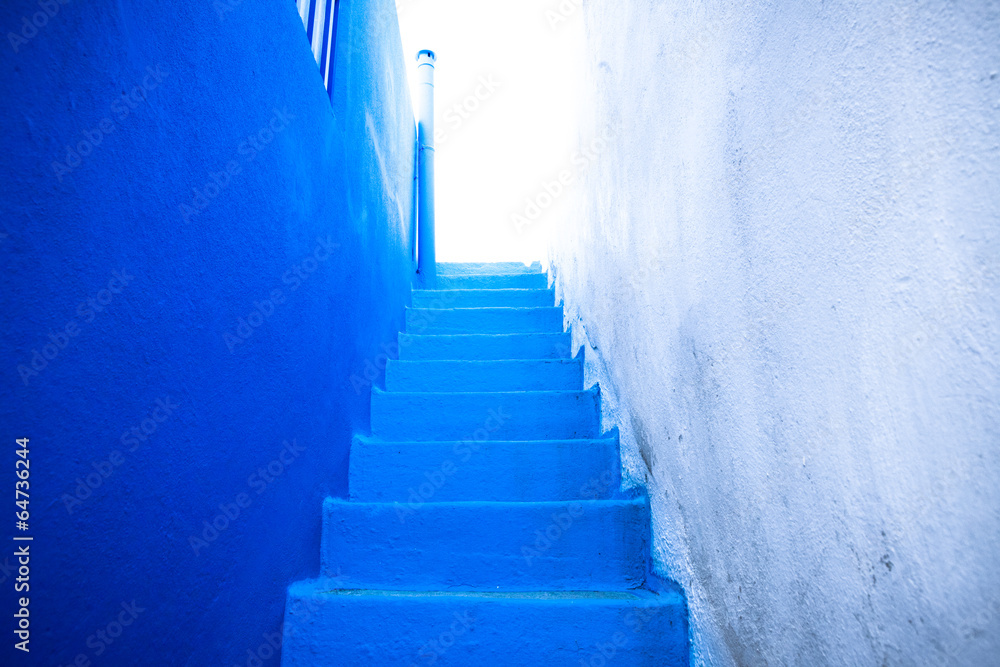 Blue and White Stairway - Naxos, Greece - obrazy, fototapety, plakaty 