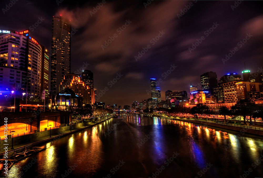Melbourne City Lights over Yarra River