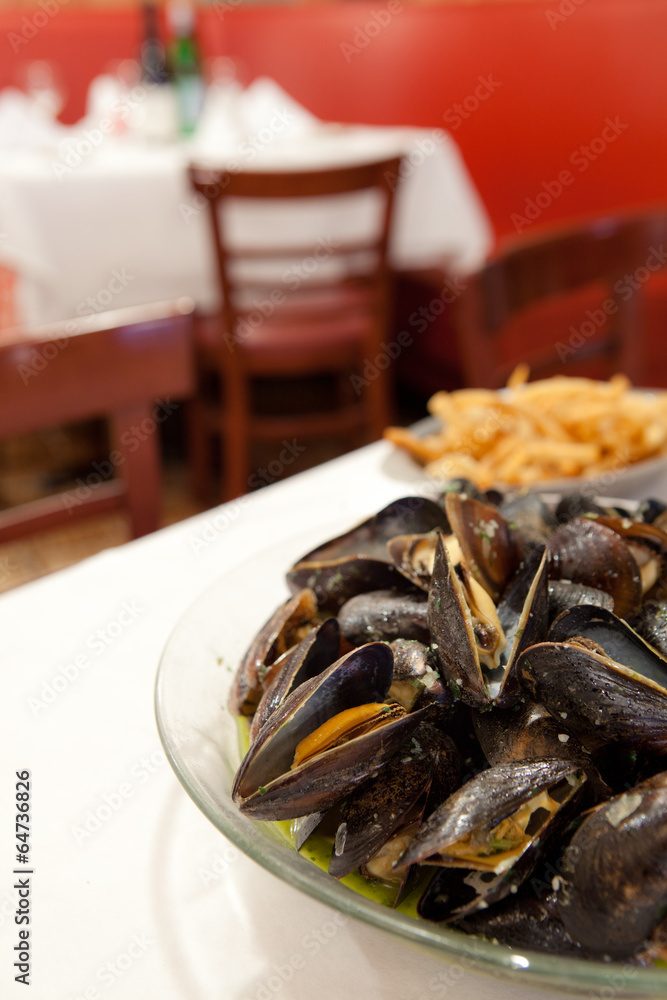 Mussels in Restaurant Mussels in Restaurant