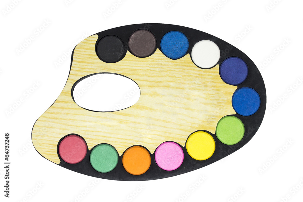 Plastic art palette with paint Plastic art palette with paint