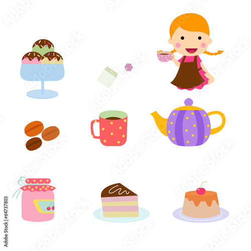 Set of afternoon tea icon