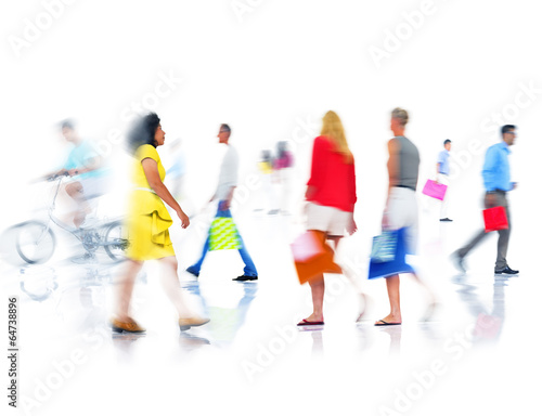 Group of Diverse Busy People Shopping