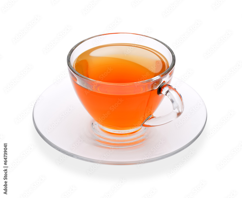 Top view of a cup of tea , isolate on white Top view of a cup of tea , isolate on white