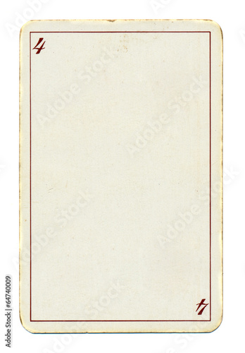 empty playing card paper background with number four 4 and line