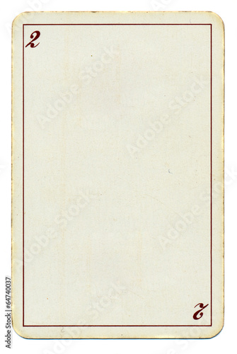 empty playing card paper background with number two 2 and line