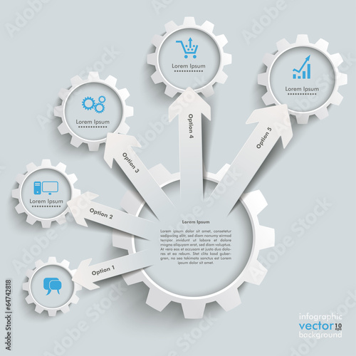 White Gear Paper Arrows Growth Gears