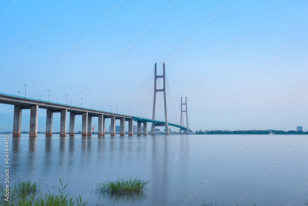 cable-stayed bridge and yangtze river cable-stayed bridge and yangtze river