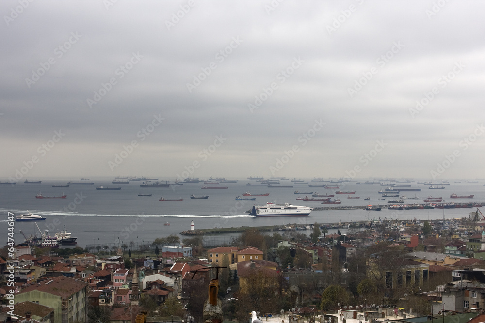 Ships in Marmara Sea, Istanbul, Turkey