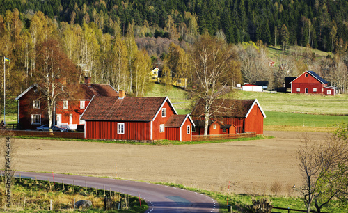Obraz na plátne old farm and cottages in the country-side in Sweden