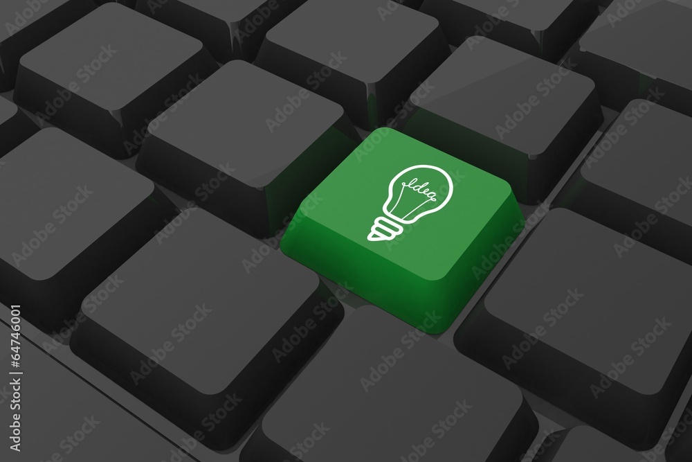 Composite image of idea and innovation graphic on key Composite image of idea and innovation graphic on key