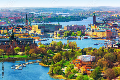 Canvas Print Aerial panorama of Stockholm, Sweden