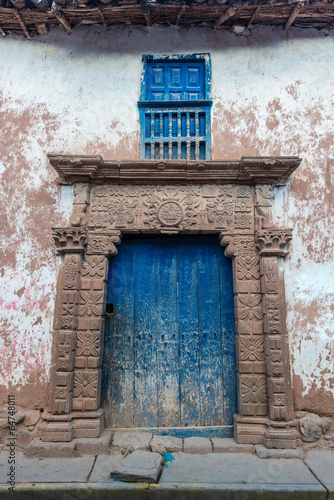 ancient door peruvian Andes  Moray in Cuzco Peru © snaptitude