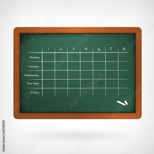 school timetable on chalkboard vector illustration