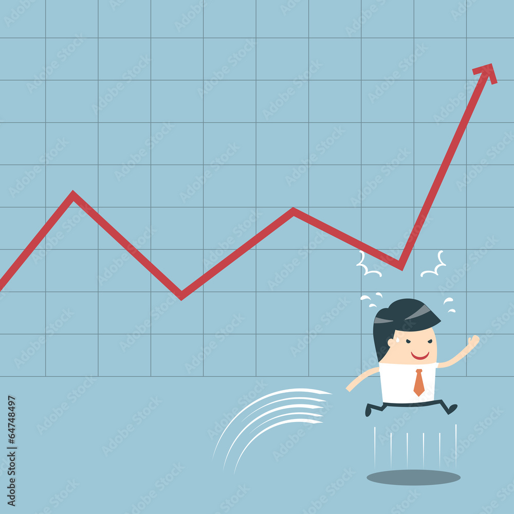 Businessman Jump and Graph Businessman Jump and Graph