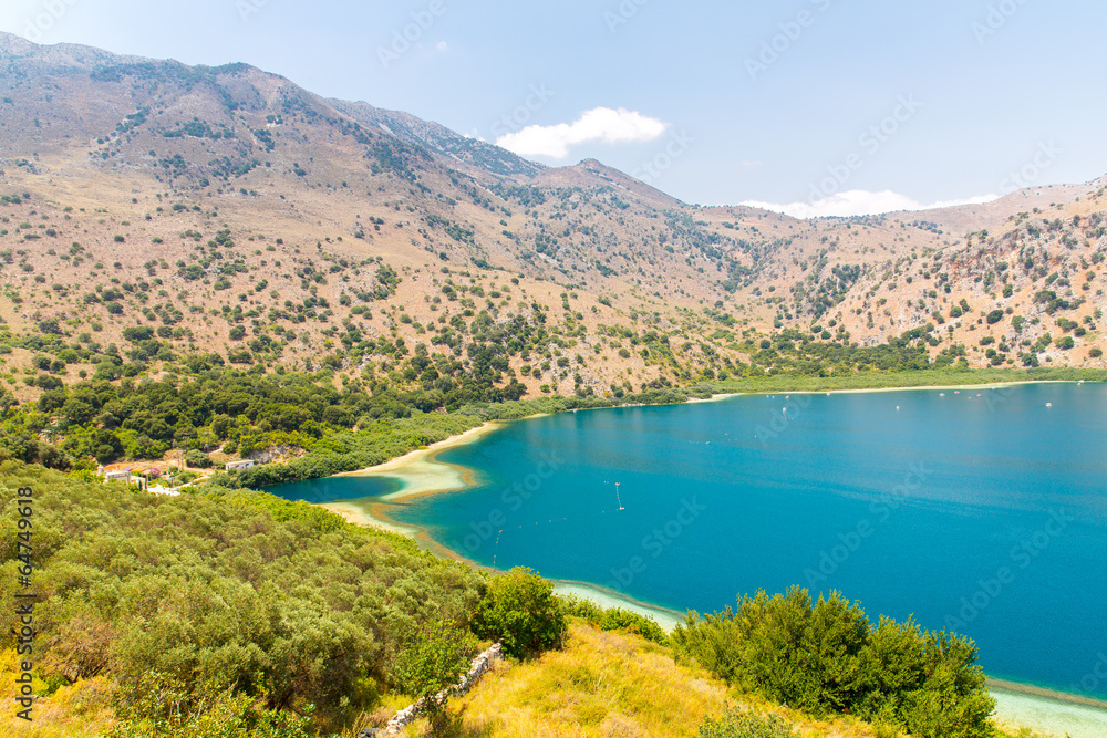 Freshwater lake in village Kavros in Crete  island, Greece.