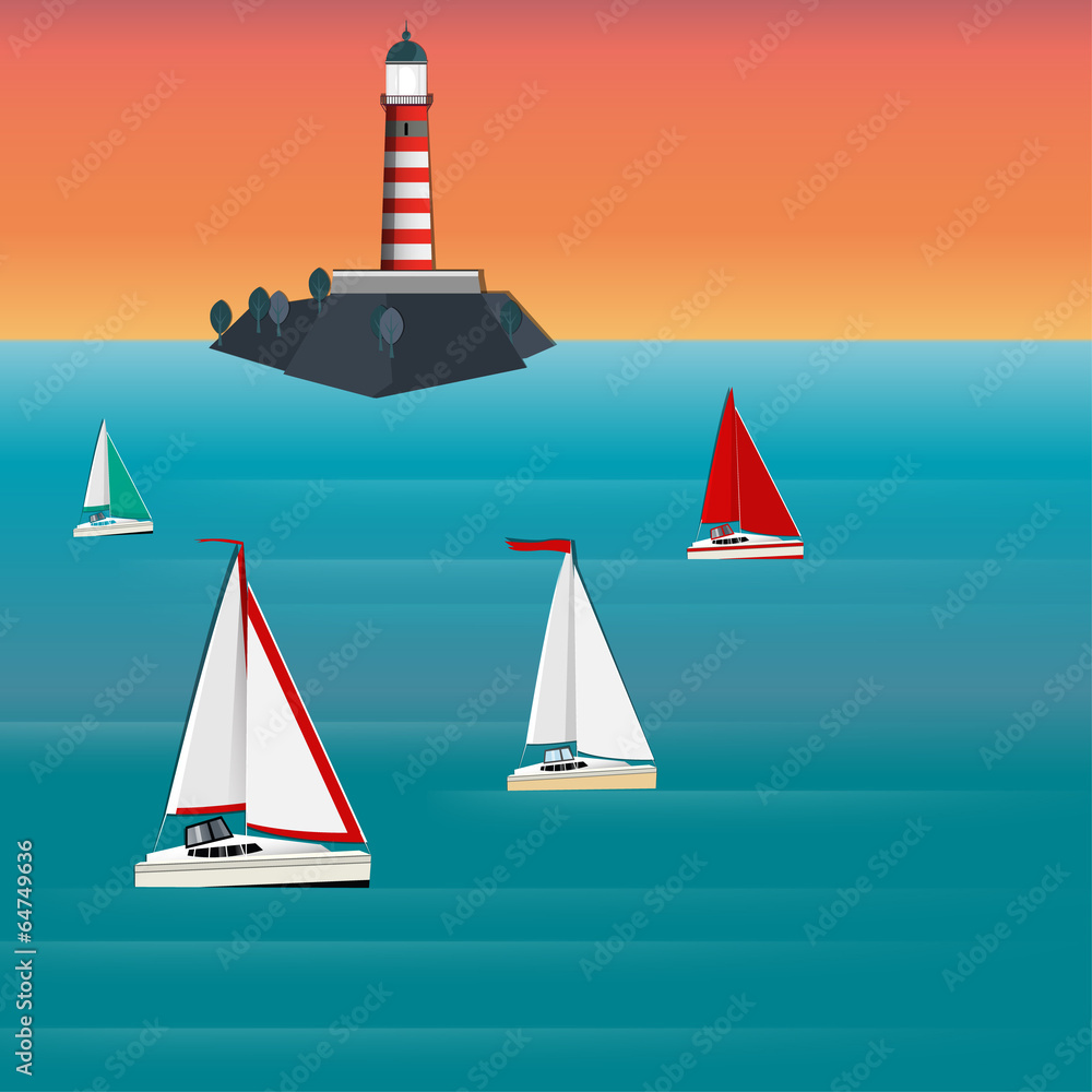 Lighthouse sailboat Lighthouse sailboat
