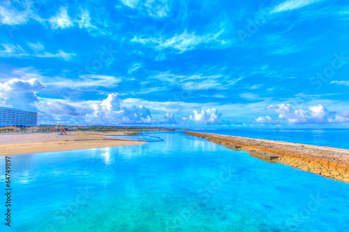 Fototapeta Naklejka Na Ścianę i Meble -  Tropical beach and blue sky of Okinawa