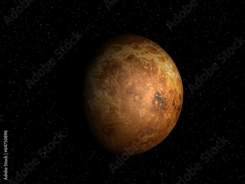 3D rendering of the planet Venus on a starry background, high re