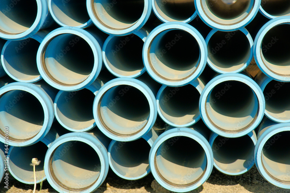 Stack of blue pipes