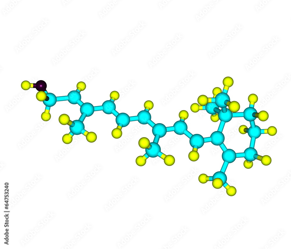 Retinol (Vitamin A) molecular structure on white Retinol (Vitamin A) molecular structure on white