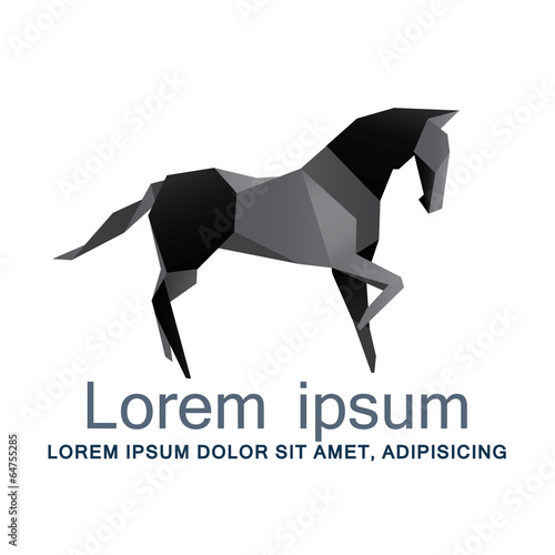 Origami horse, horse logo, black horse