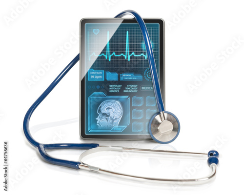 Modern tablet showing medical diagnosis