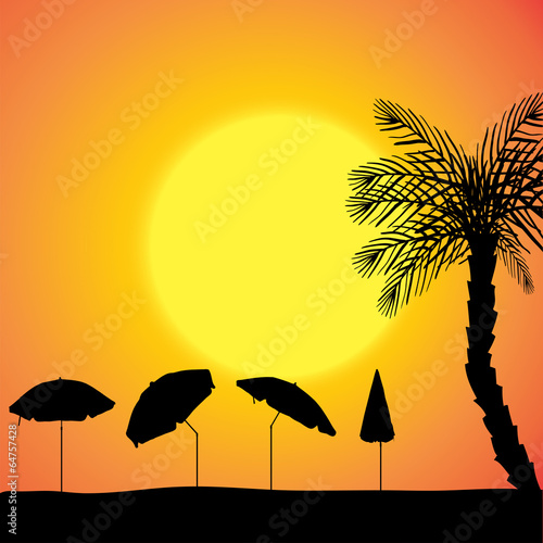 Vector silhouettes of beach.