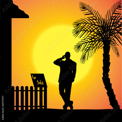 Vector silhouette of man.