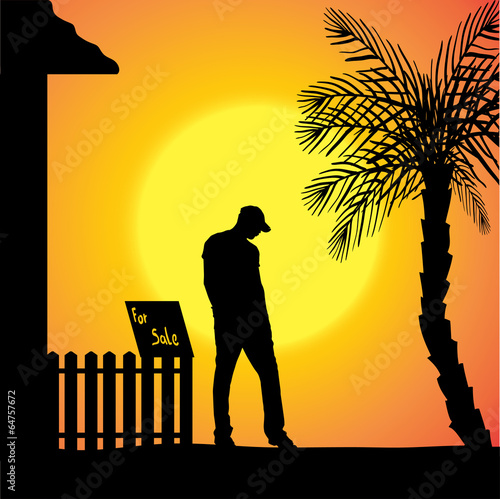 Vector silhouette of man.