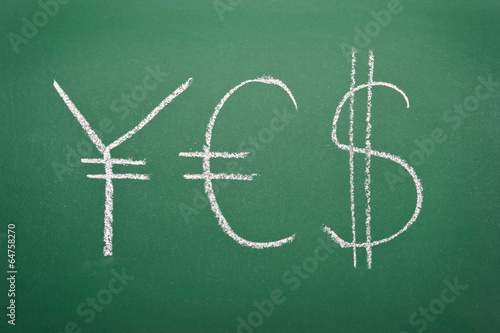 YES - Yen, Euro and Dollar signs written