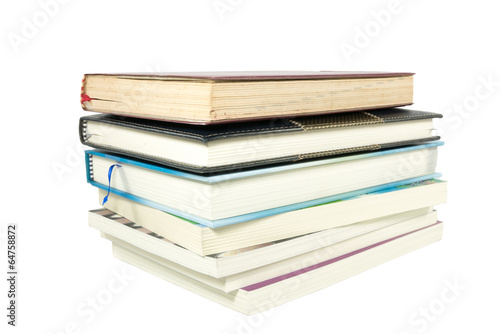 Book stack on white background