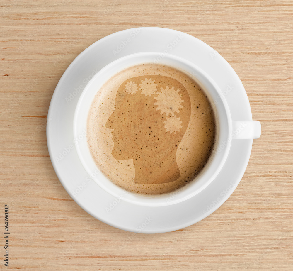 coffee cup with brain refreshing concept on foam coffee cup with brain refreshing concept on foam