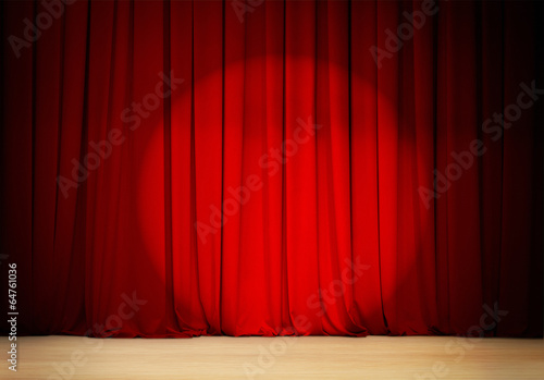 red curtain with spot light  theater stage
