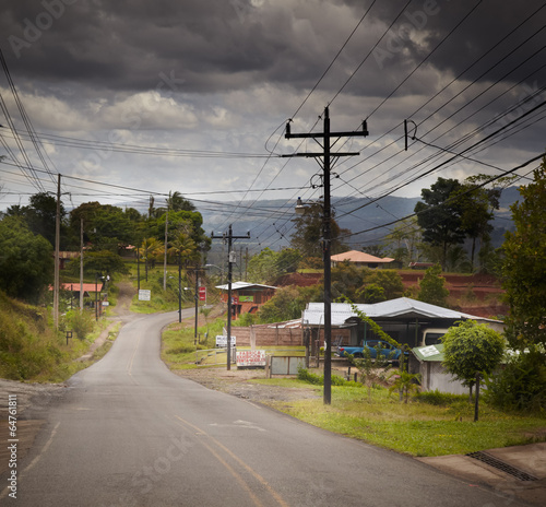 Houses along a road in a village, Costa Rica