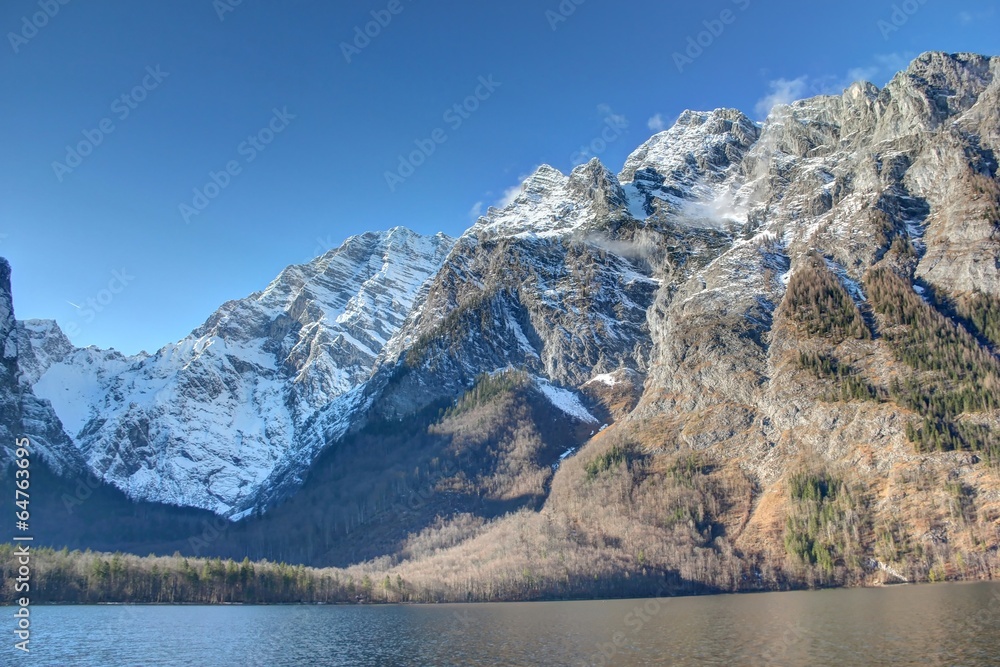 The Watzmann Mountain at the Lake Königssee. Bavarian Alps.