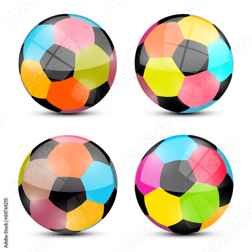 Colorful Vector Football Balls Set Illustration