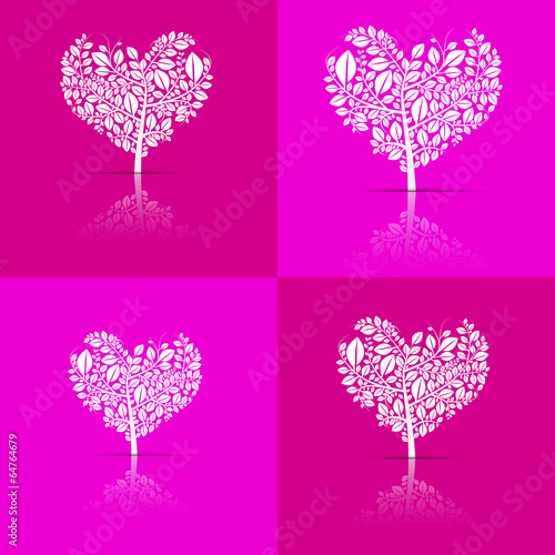 Abstract Vector Heart-Shaped Tree Set