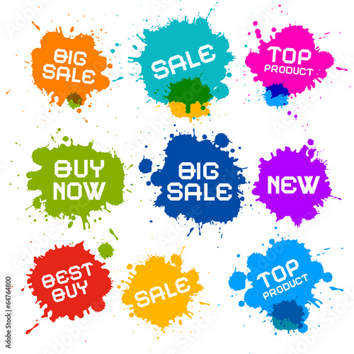 Colorful Vector Grunge Sale Splash Blots Icons